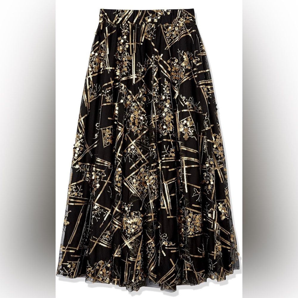Elegant Black and Gold A-Line Skirt